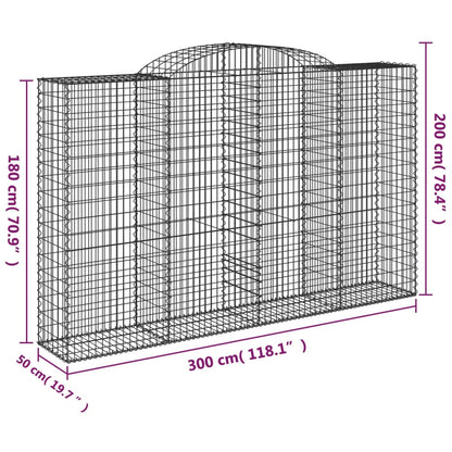 Arched Gabion Baskets 5 pcs 300x50x180/200 cm Galvanised Iron