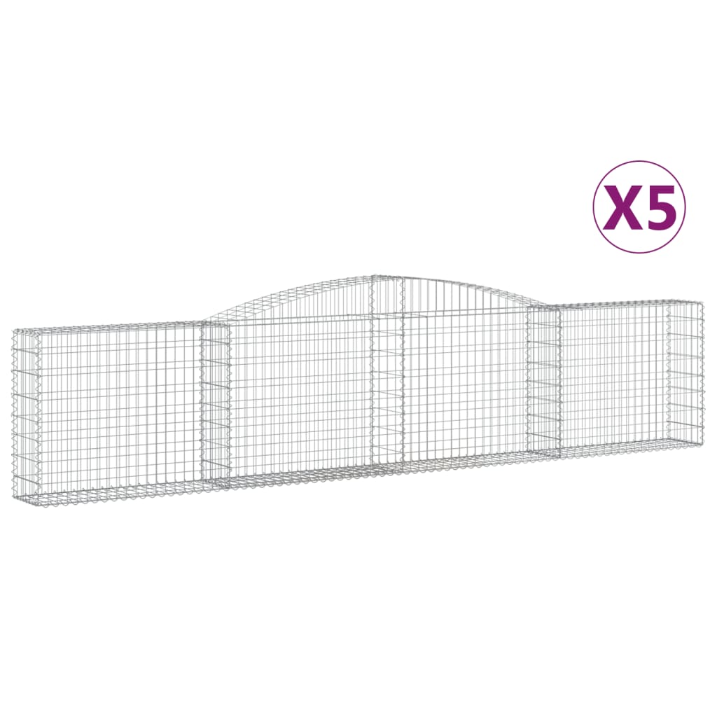 Arched Gabion Baskets 5 pcs 400x30x80/100 cm Galvanised Iron