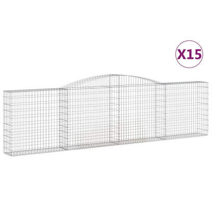 Arched Gabion Baskets 15 pcs 400x30x100/120 cm Galvanised Iron