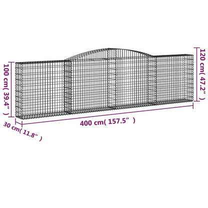 Arched Gabion Baskets 15 pcs 400x30x100/120 cm Galvanised Iron