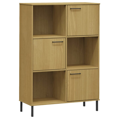 Bookcase with Metal Legs Brown 90x35x128.5 cm Solid Wood OSLO