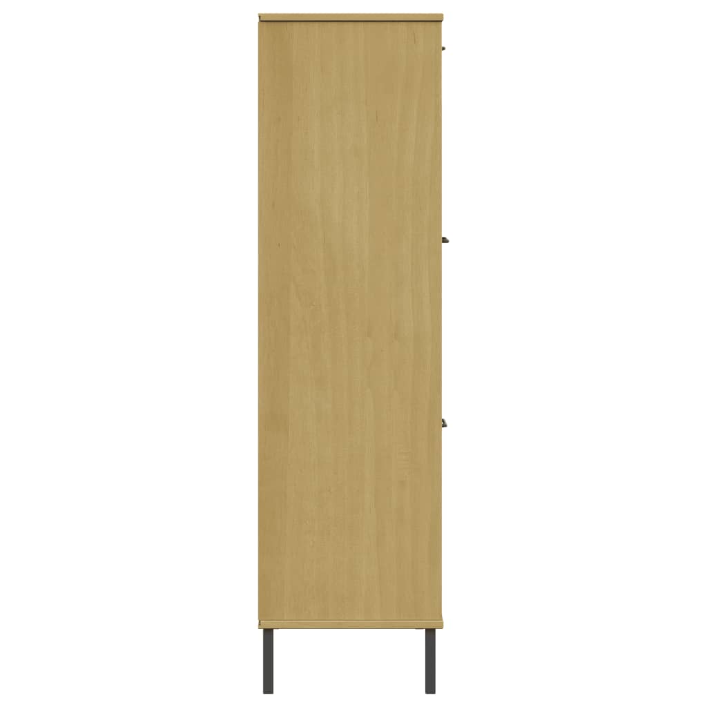Bookcase with Metal Legs Brown 90x35x128.5 cm Solid Wood OSLO