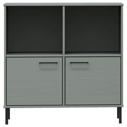 Bookcase with Metal Legs Grey 90x35x90.5 cm Solid Wood OSLO