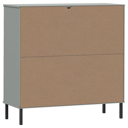 Bookcase with Metal Legs Grey 90x35x90.5 cm Solid Wood OSLO
