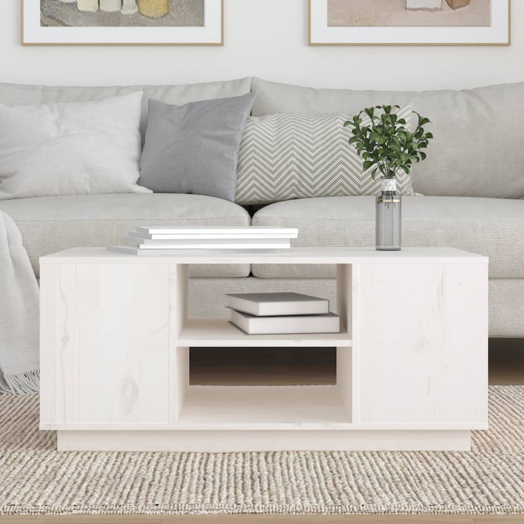 Coffee Table White 90x49x40.5 cm Solid Wood Pine