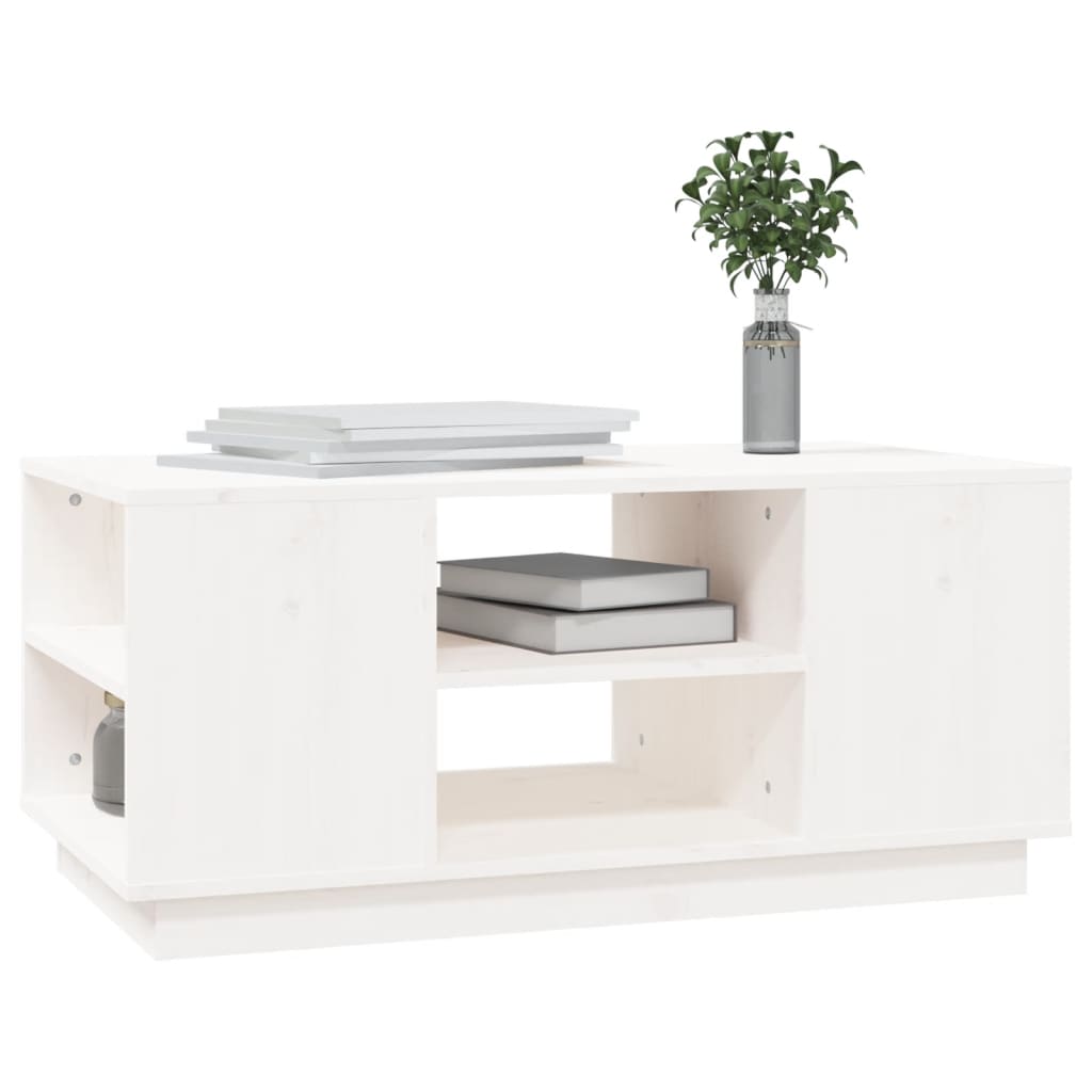Coffee Table White 90x49x40.5 cm Solid Wood Pine