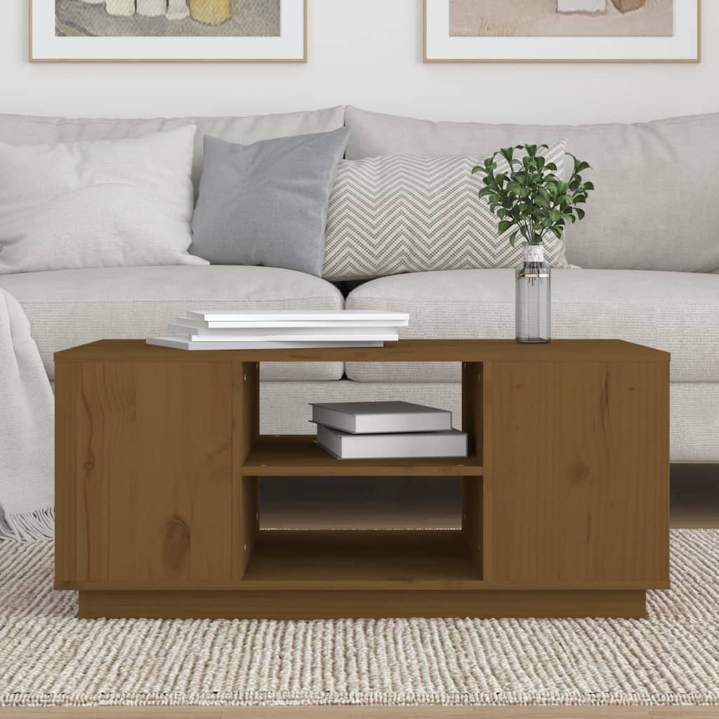 Coffee Table Honey Brown 90x49x40.5 cm Solid Wood Pine