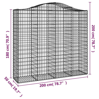 Arched Gabion Basket 200x50x180/200 cm Galvanised Iron