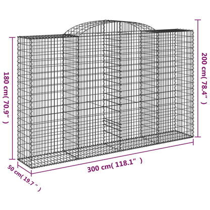 Arched Gabion Basket 300x50x180/200 cm Galvanised Iron