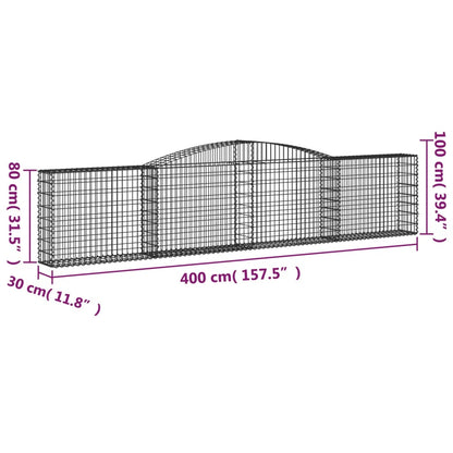 Arched Gabion Basket 400x30x80/100 cm Galvanised Iron