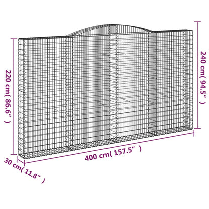 Arched Gabion Basket 400x30x220/240 cm Galvanised Iron