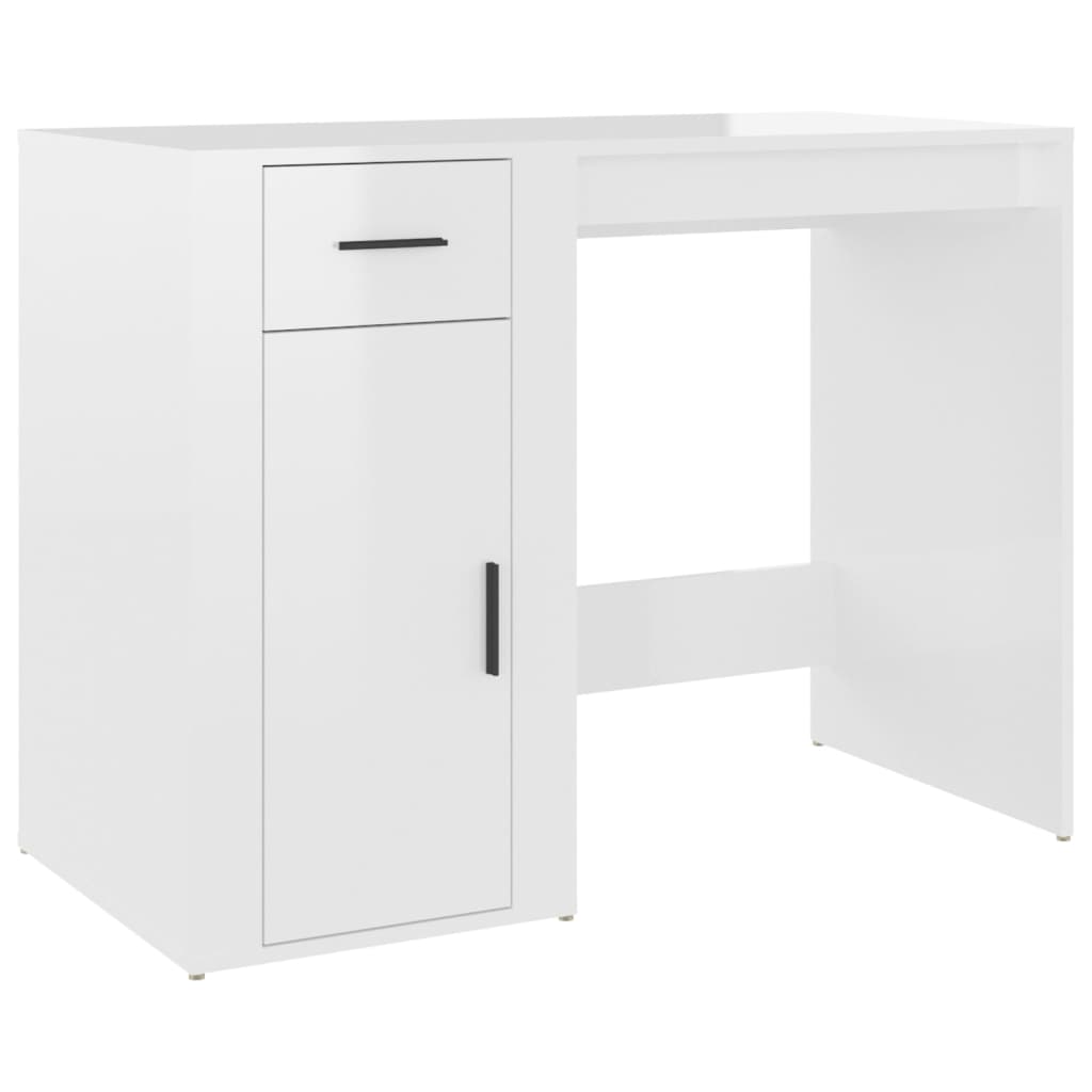 Desk High Gloss White 100x49x75 cm Engineered Wood