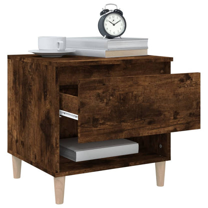Bedside Table Smoked Oak 50x46x50 Engineered Wood
