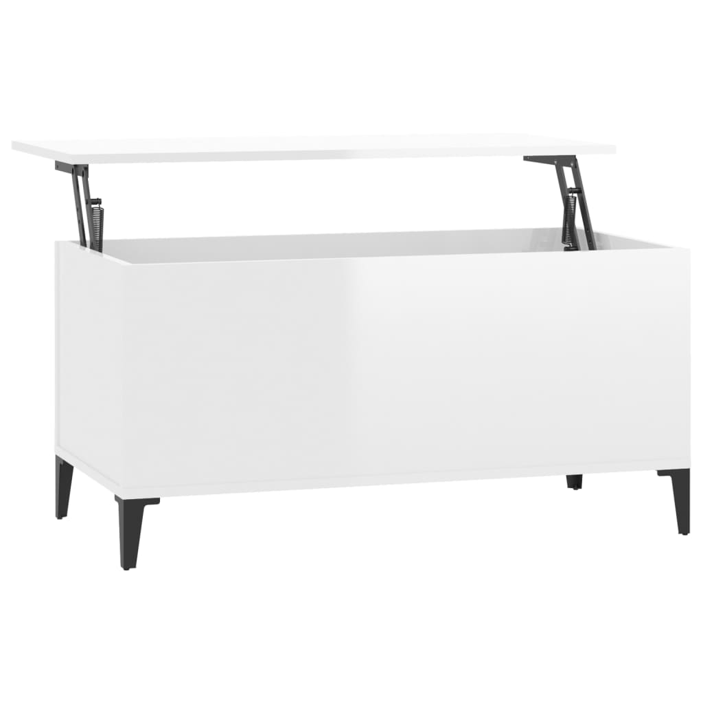 Coffee Table High Gloss White 90x44.5x45 cm Engineered Wood