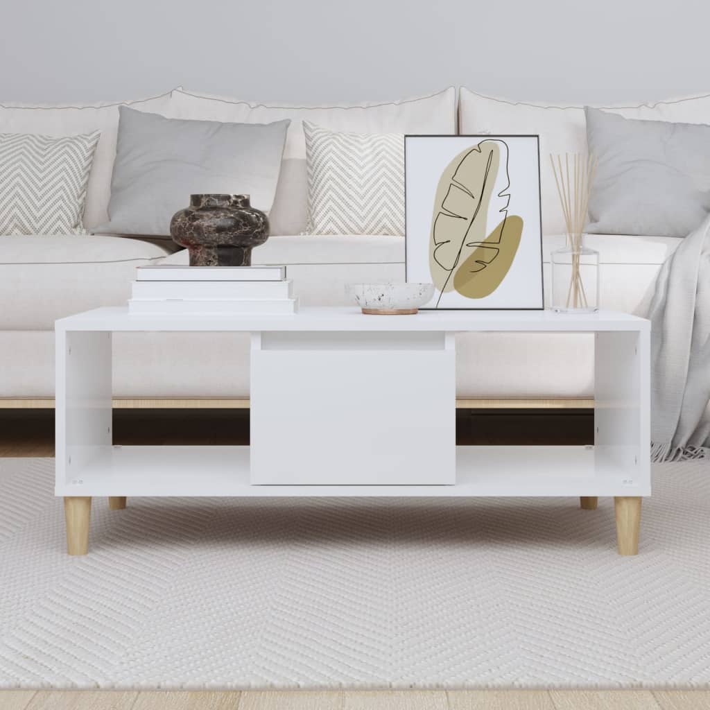 Coffee Table High Gloss White 90x50x36,5 cm Engineered Wood