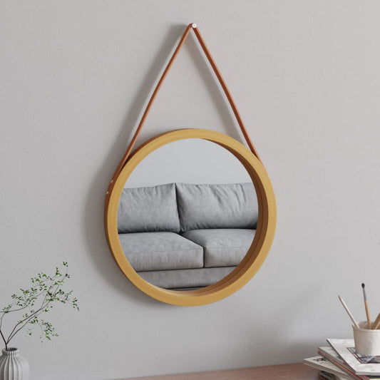 Wall Mirror with Strap Gold Ø 45 cm