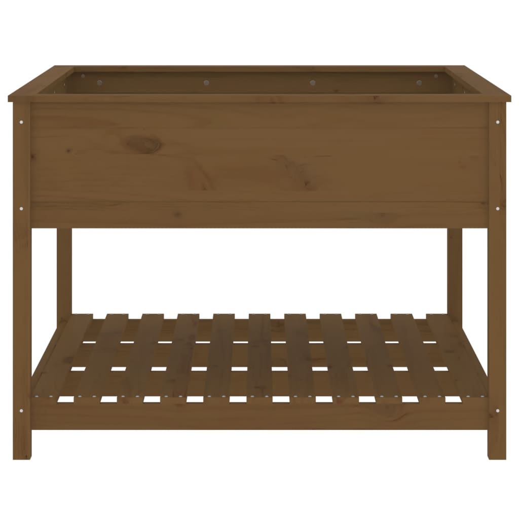 Planter with Shelf Honey Brown 111.5x111.5x81 cm Solid Wood Pine