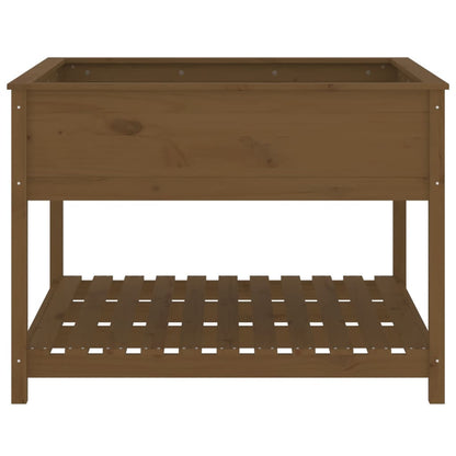 Planter with Shelf Honey Brown 111.5x111.5x81 cm Solid Wood Pine