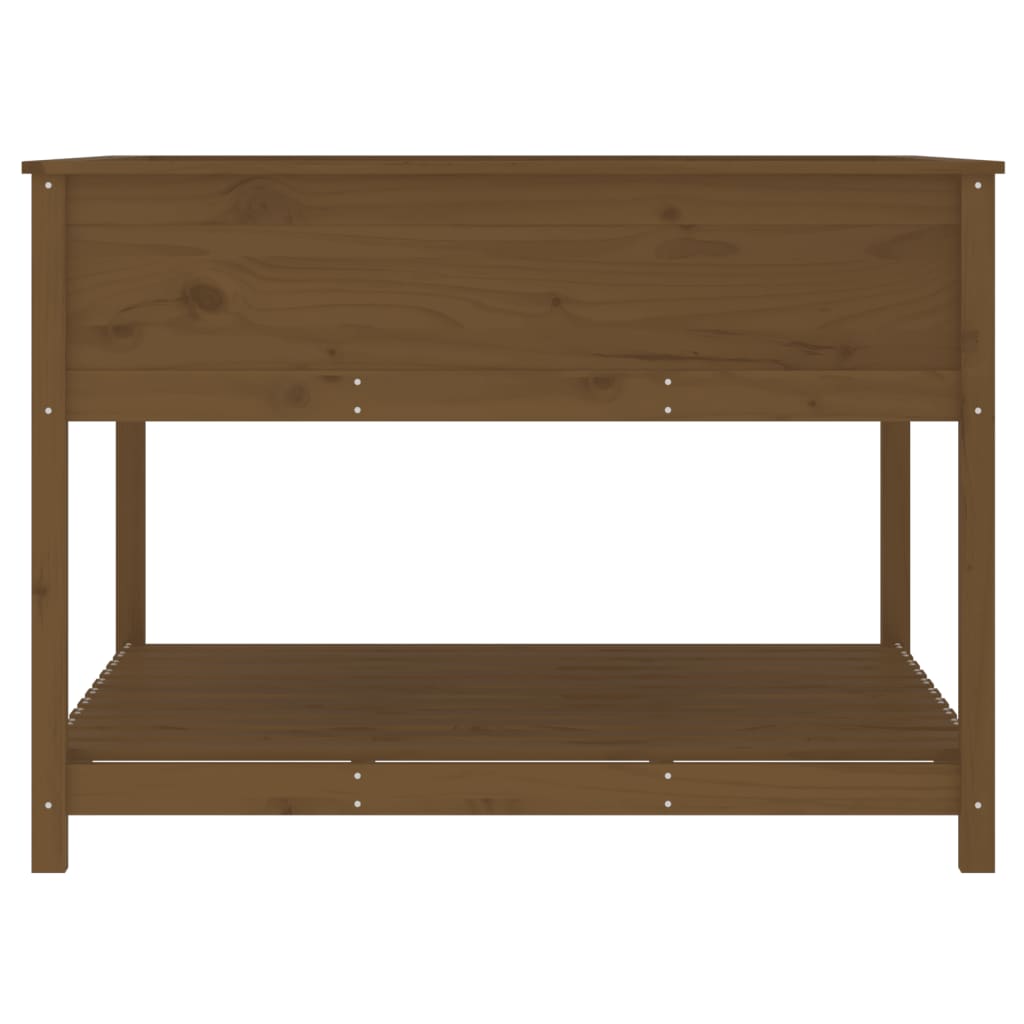 Planter with Shelf Honey Brown 111.5x111.5x81 cm Solid Wood Pine