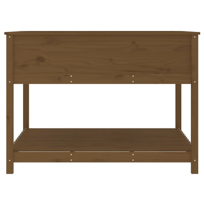 Planter with Shelf Honey Brown 111.5x111.5x81 cm Solid Wood Pine