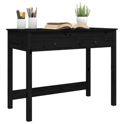 Desk with Drawers Black 100x50x78 cm Solid Wood Pine