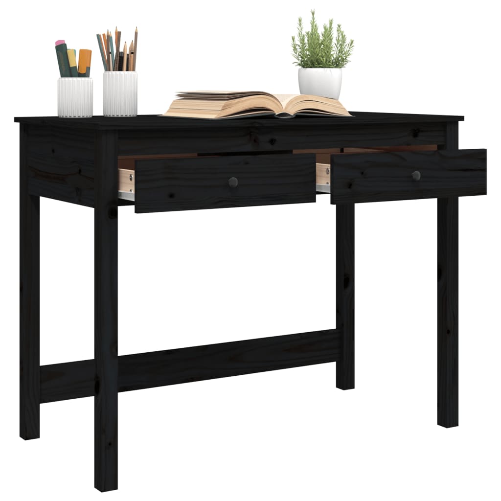 Desk with Drawers Black 100x50x78 cm Solid Wood Pine