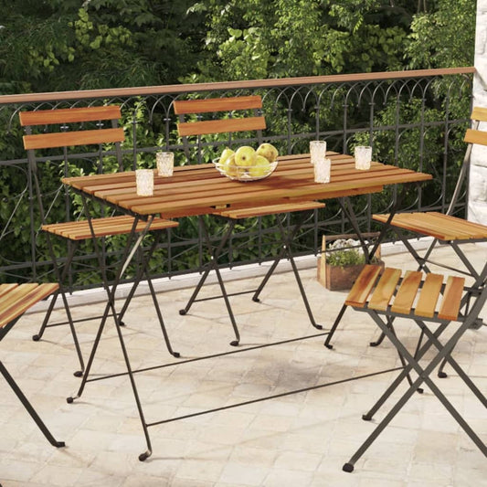Folding Bistro Table 100x54x71 cm Solid Wood Acacia and Steel