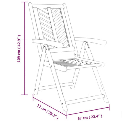 Reclining Garden Chairs 3 pcs Solid Wood Acacia