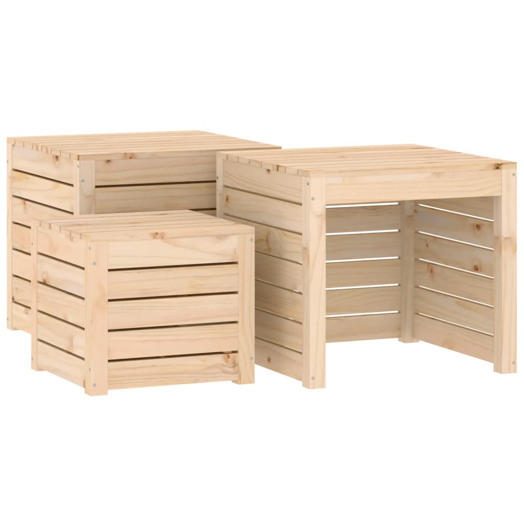 3 Piece Garden Box Set Solid Wood Pine