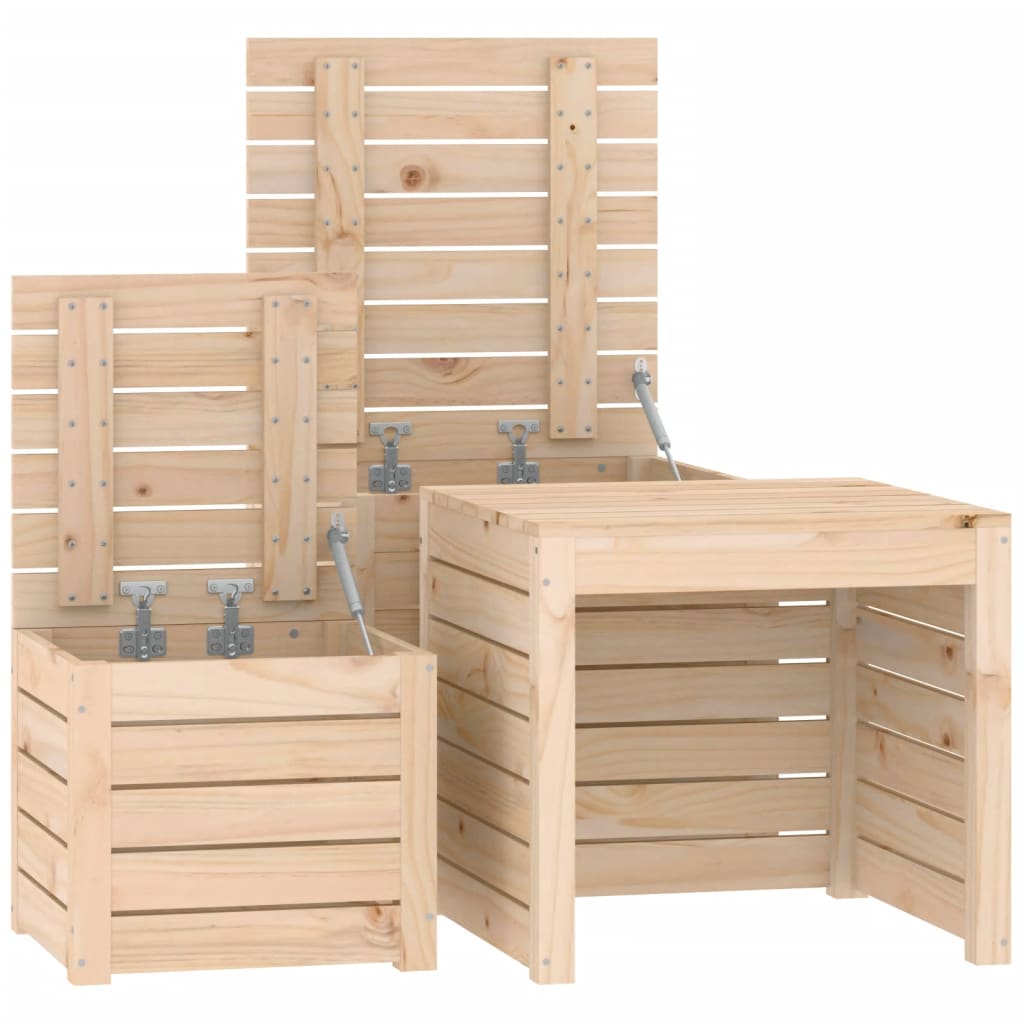 3 Piece Garden Box Set Solid Wood Pine