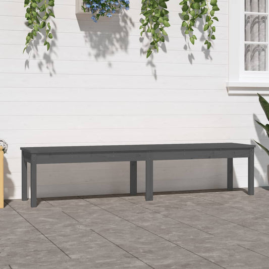2-Seater Garden Bench Grey 203.5x44x45 cm Solid Wood Pine