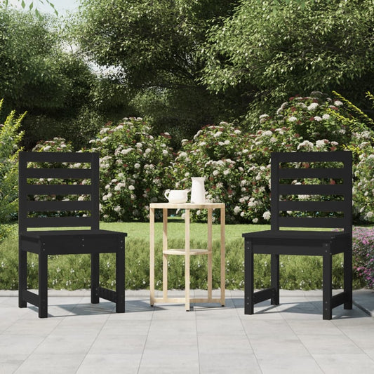 Garden Chairs 2 pcs 50x48x91.5 cm Black Solid Wood Pine
