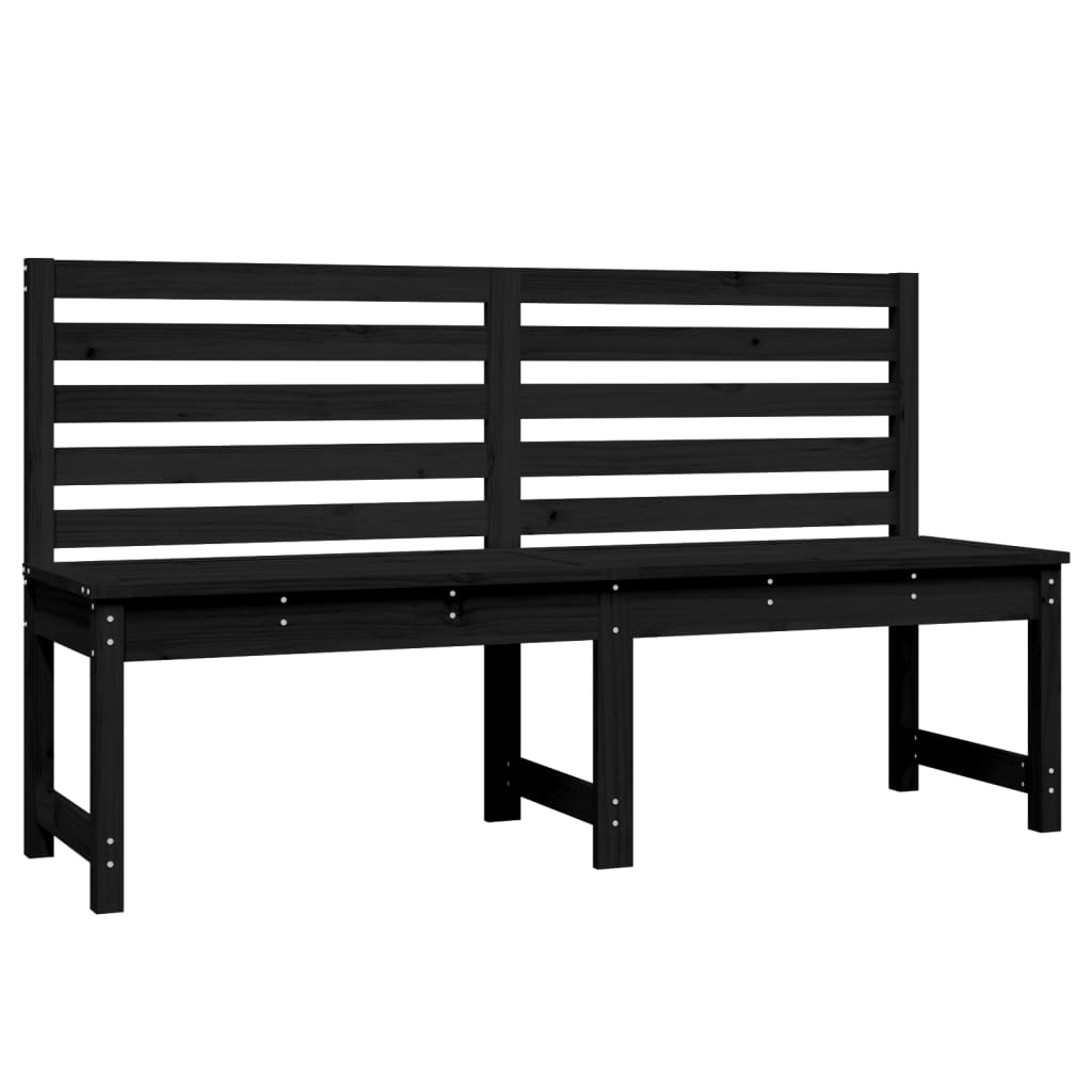 Garden Bench Black 157.5 cm Solid Wood Pine