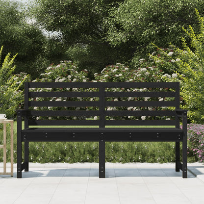 Garden Bench Black 159.5x48x91.5 cm Solid Wood Pine