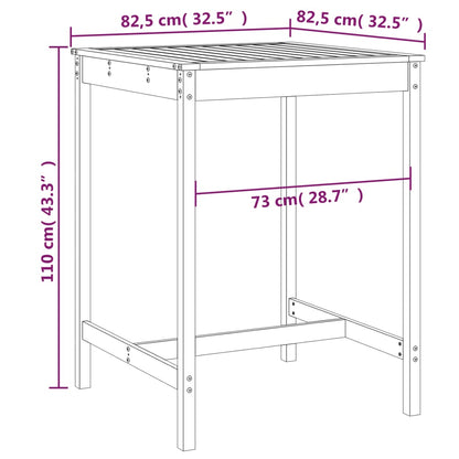 Garden Table Grey 82.5x82.5x110 cm Solid Wood Pine