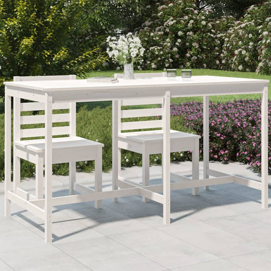 Garden Table White 203.5x90x110 cm Solid Wood Pine