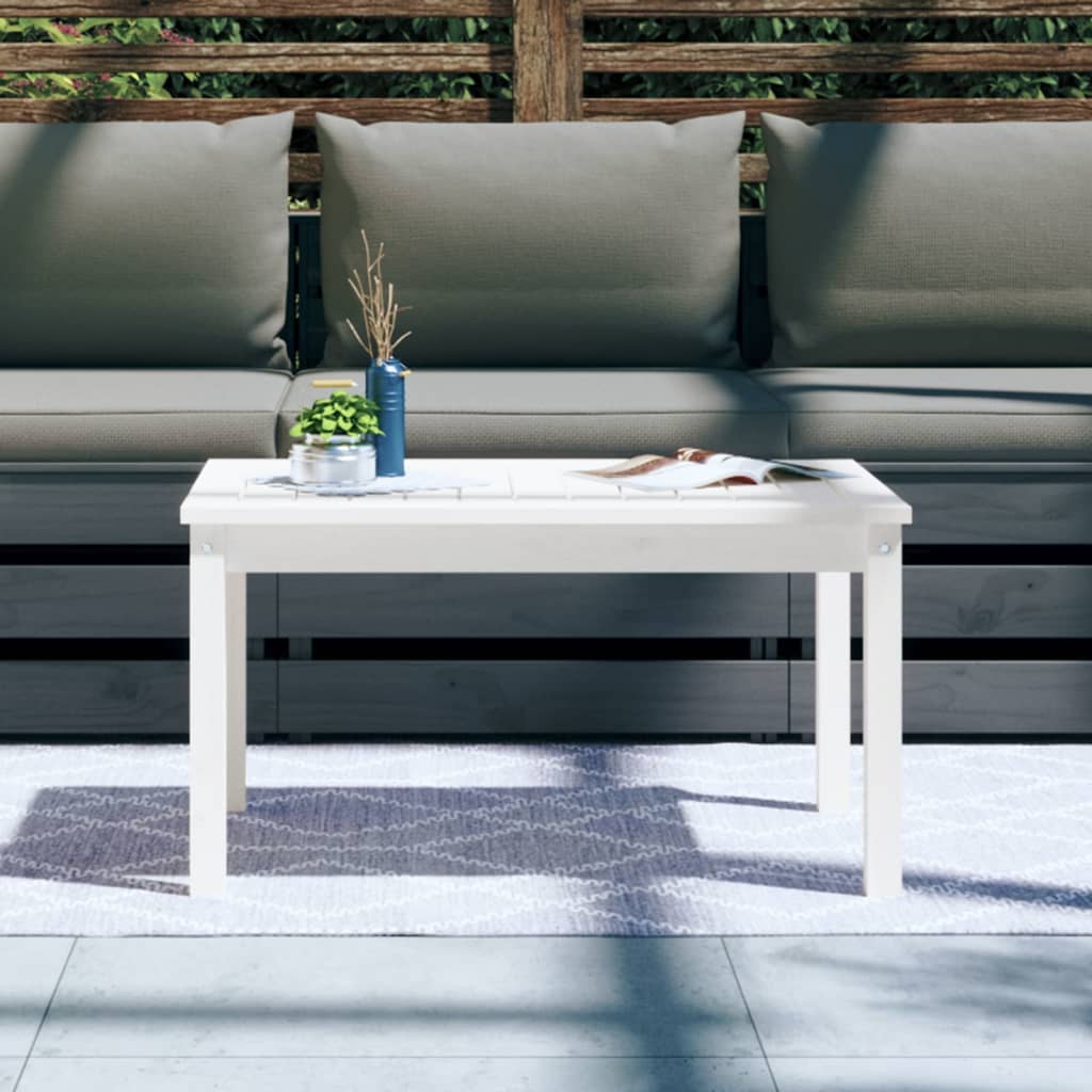 Garden Table White 82.5x50.5x45 cm Solid Wood Pine
