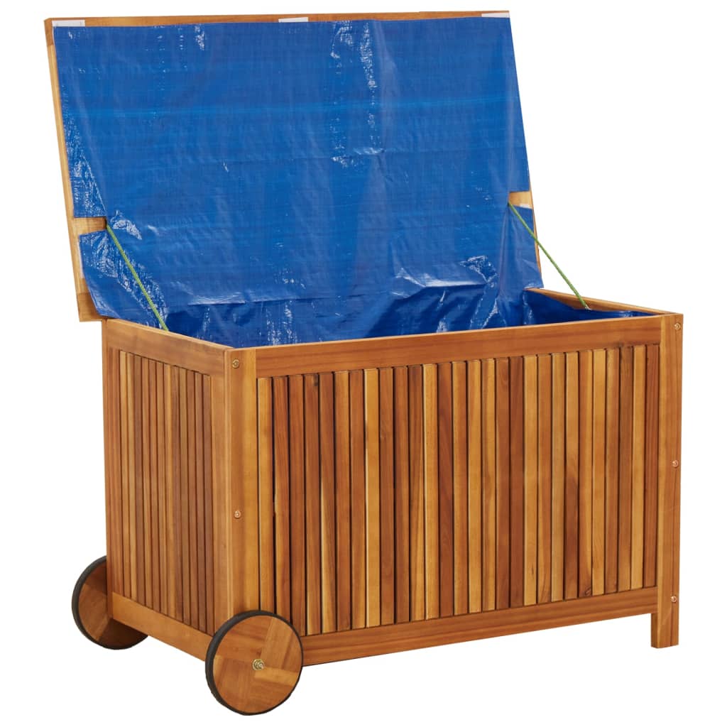 Garden Storage Box with Wheels 90x50x58 cm Solid Wood Acacia