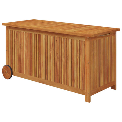 Garden Storage Box with Wheels 113x50x58 cm Solid Wood Acacia