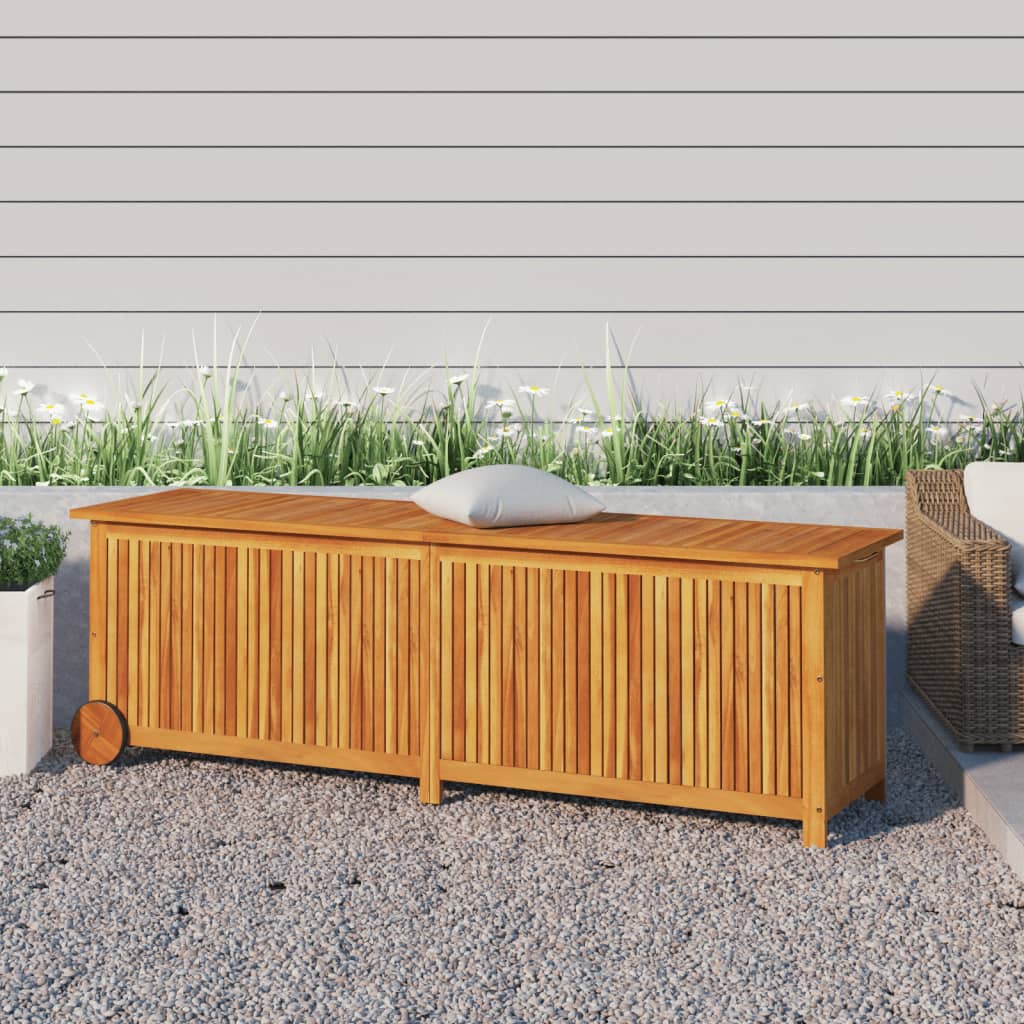 Garden Storage Box with Wheels 150x50x58 cm Solid Wood Acacia