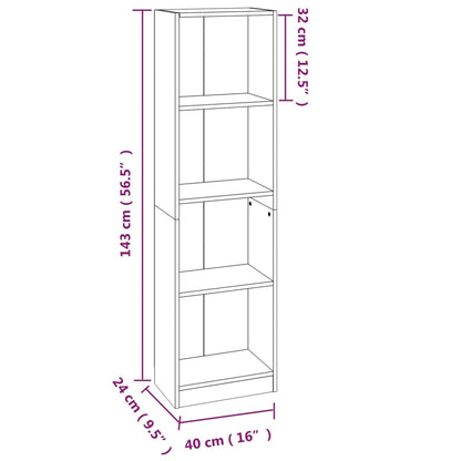 4-Tier Book Cabinet Smoked Oak 40x24x143 cm Engineered Wood