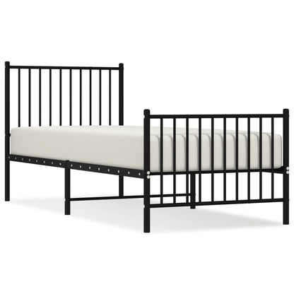 Metal Bed Frame without Mattress with Footboard Black 80x200cm