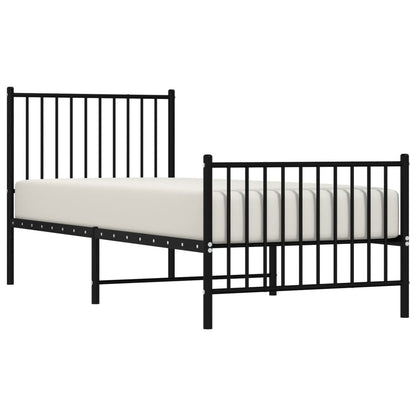 Metal Bed Frame without Mattress with Footboard Black 80x200cm