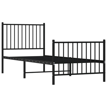 Metal Bed Frame without Mattress with Footboard Black 80x200cm