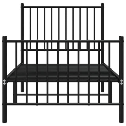 Metal Bed Frame without Mattress with Footboard Black 80x200cm