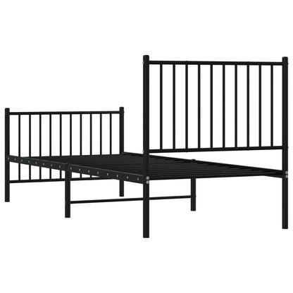Metal Bed Frame without Mattress with Footboard Black 80x200cm