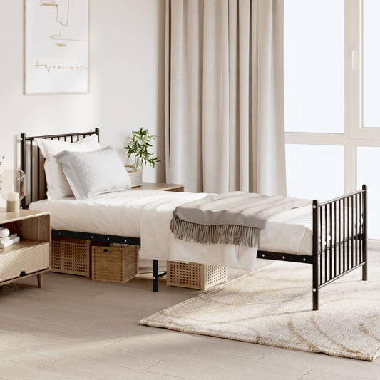 Metal Bed Frame without Mattress with Footboard Black 80x200cm