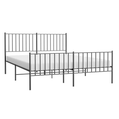 Metal Bed Frame without Mattress with Footboard Black 140x200cm
