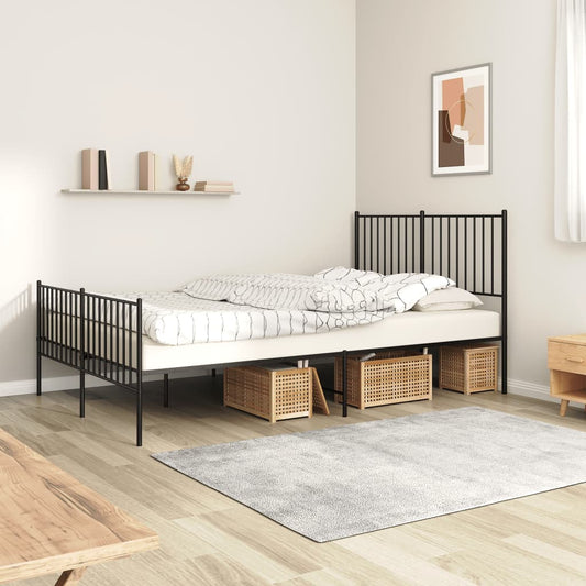 Metal Bed Frame without Mattress with Footboard Black 140x200cm