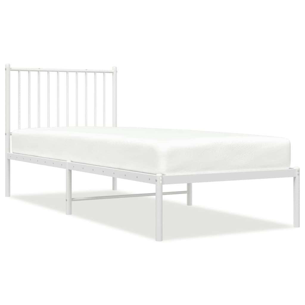 Metal Bed Frame without Mattress with Headboard White 80x200cm